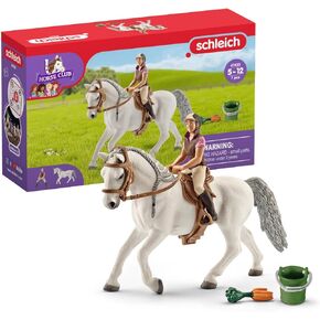 Schleich Horse Club Lipizzaner Mare Horse and Rider Figurine Playset - Realistic Rider and Horse with Feed Bucket, Saddle, and More, Playtime Fun for Toddlers, Boys and Girls, Gift for Kids Age 5+