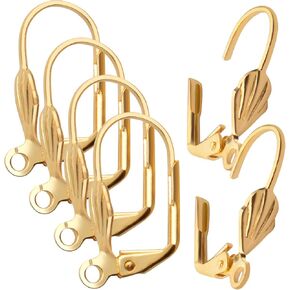 Aylifu Hypoallergenic Earring Hooks, 100pcs Brass Leverback Shell Earrings French Hook Ear Wire with Open Loop for Jewelry Making, 2 Colors
