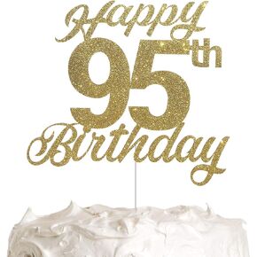 95th Birthday Cake Topper, Birthday Party Decorations with Premium Gold Glitter