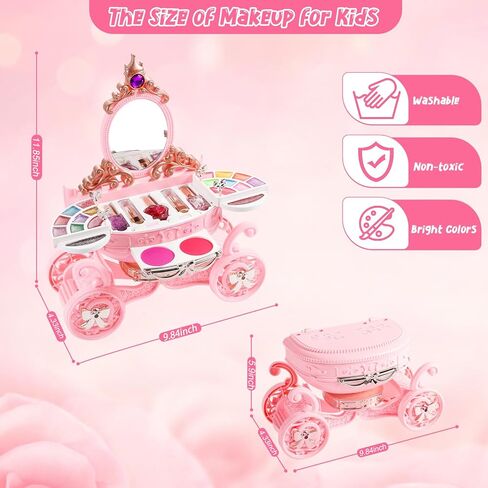 لعبة مكياج للأطفال من وينجيس للفتيات، لعبة مكياج الأميرة للأطفال الصغار، ألعاب تجميلية قابلة للغسل، مجموعة مكياج حقيقية، هدية لحفلات أعياد الميلاد والكريسماس للأطفال بعمر 3-12 عامًا in Kuwait