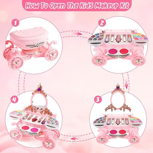 لعبة مكياج للأطفال من وينجيس للفتيات، لعبة مكياج الأميرة للأطفال الصغار، ألعاب تجميلية قابلة للغسل، مجموعة مكياج حقيقية، هدية لحفلات أعياد الميلاد والكريسماس للأطفال بعمر 3-12 عامًا in Kuwait