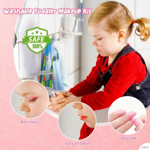 لعبة مكياج للأطفال من وينجيس للفتيات، لعبة مكياج الأميرة للأطفال الصغار، ألعاب تجميلية قابلة للغسل، مجموعة مكياج حقيقية، هدية لحفلات أعياد الميلاد والكريسماس للأطفال بعمر 3-12 عامًا in Kuwait