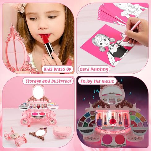 لعبة مكياج للأطفال من وينجيس للفتيات، لعبة مكياج الأميرة للأطفال الصغار، ألعاب تجميلية قابلة للغسل، مجموعة مكياج حقيقية، هدية لحفلات أعياد الميلاد والكريسماس للأطفال بعمر 3-12 عامًا in Kuwait