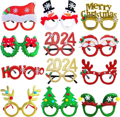 12 قطعة من زينة حفلات الكريسماس اللامعة من ليستنمان لحفلات عيد الميلاد المجيد، 2021 زي مرح لحفلات العين في عيد الميلاد، أنماط متنوعة in Kuwait