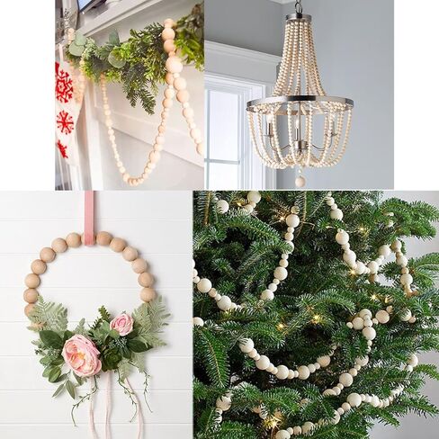 2000 قطعة من الخرز الخشبي 10 مم للحرف اليدوية مع خيوط الجوت، خرزات خشبية مستديرة طبيعية غير مكتملة للحرف اليدوية، إكليل الخرز، ديكور المزرعة، صناعة المجوهرات in Kuwait