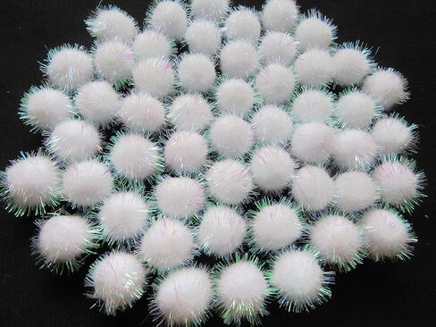 YYCRAFT 500pcs Cute Glitter Tinsel Pom Poms Sparkle Balls for DIY Craft/Cat Toys(10mm,White) in Saudi Arabia