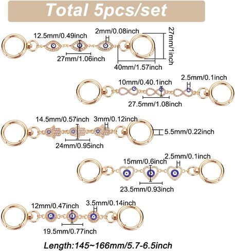 WADORN 5 قطع موسع حزام المحفظة، 5.6 بوصة سلسلة تمديد حقيبة معدنية سلسلة حزام موسع استبدال حزام الكتف القصير موسع حقيبة كروس سلسلة ملحقات سحر إطالة سلسلة حقيبة اليد in Saudi Arabia