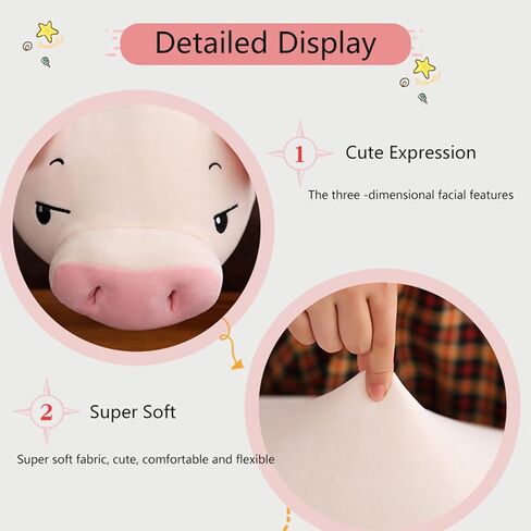 ifresen خنزير أفخم وسادة الأنف الكبير أصبع محشوة لعبة أصبع الحيوانات المحشوة رائعتين دمية خنزير لعبة الهدايا للأطفال عيد ميلاد (الحول، كريم أبيض، 15.74in) in Kuwait