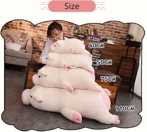 ifresen خنزير أفخم وسادة الأنف الكبير أصبع محشوة لعبة أصبع الحيوانات المحشوة رائعتين دمية خنزير لعبة الهدايا للأطفال عيد ميلاد (الحول، كريم أبيض، 15.74in) in Kuwait