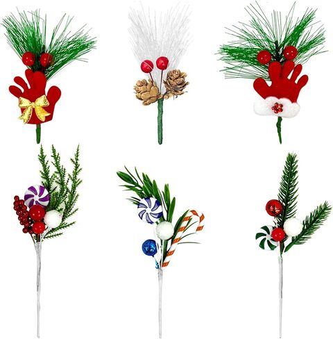 6 قطع من Asikkon مصنوعات التوت الاصطناعي سيقان التوت الأحمر لعيد الميلاد المزيف التوت الشتوي الدائم الخضرة فرع التوت ديكور للديكور DIY إكليل عيد الميلاد الحرفي in Kuwait