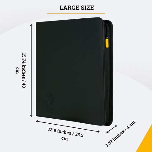 Card Guardian - Toploader 9 Pocket Premium Binder with Zipper for 360 Cards - Side Loaded Pockets - Compatible with Sports and Trading Cards TCG (Black) in Kuwait