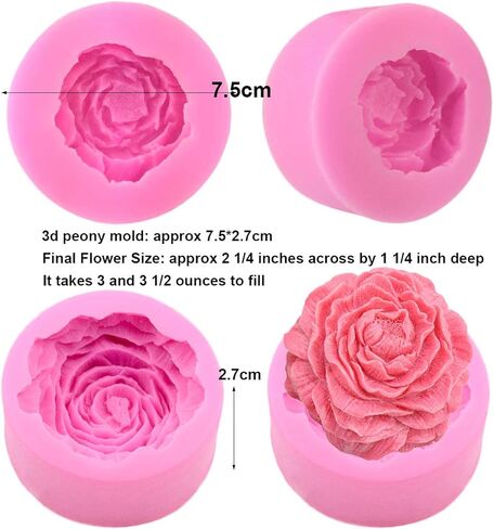 بايترا قالب ثلاثي الابعاد على شكل زهرة قرنفل وفاوانيا هدية عيد الام - قالب سيليكون للشموع والصابون وتزيين كيك الفوندان والشوكولاتة والحلوى وحرف السكر والجيلي ولوح اللوشن وطين بلويمر in Kuwait