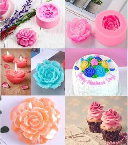 بايترا قالب ثلاثي الابعاد على شكل زهرة قرنفل وفاوانيا هدية عيد الام - قالب سيليكون للشموع والصابون وتزيين كيك الفوندان والشوكولاتة والحلوى وحرف السكر والجيلي ولوح اللوشن وطين بلويمر in Kuwait