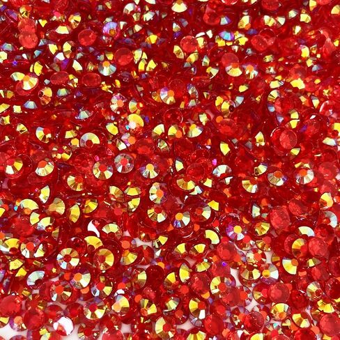 jusbeaut 5000 قطعة من أحجار الراين، أحجار الراين المسطحة من راتنج الهلام للأظافر، 5 مم أحمر AB لون مسطح من أحجار الراين من الراتنج الهلام للقدم والأحذية والمكياج والأكواب والزجاجات in Kuwait