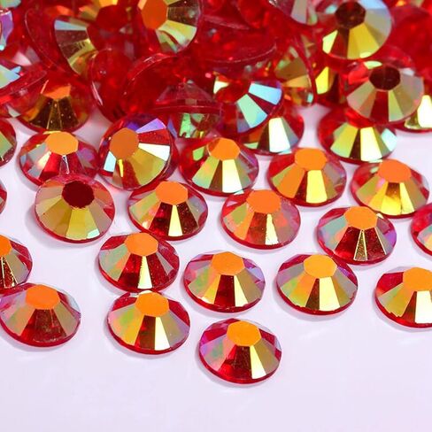 jusbeaut 5000 قطعة من أحجار الراين، أحجار الراين المسطحة من راتنج الهلام للأظافر، 5 مم أحمر AB لون مسطح من أحجار الراين من الراتنج الهلام للقدم والأحذية والمكياج والأكواب والزجاجات in Kuwait