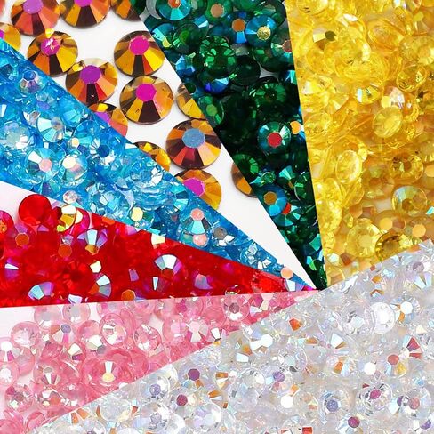 jusbeaut 5000 قطعة من أحجار الراين، أحجار الراين المسطحة من راتنج الهلام للأظافر، 5 مم أحمر AB لون مسطح من أحجار الراين من الراتنج الهلام للقدم والأحذية والمكياج والأكواب والزجاجات in Kuwait