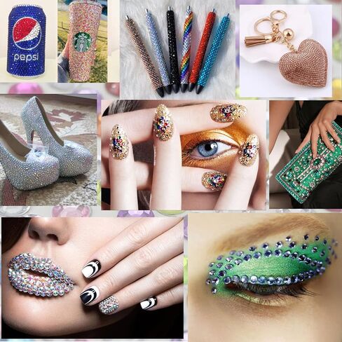 jusbeaut 5000 قطعة من أحجار الراين، أحجار الراين المسطحة من راتنج الهلام للأظافر، 5 مم أحمر AB لون مسطح من أحجار الراين من الراتنج الهلام للقدم والأحذية والمكياج والأكواب والزجاجات in Kuwait