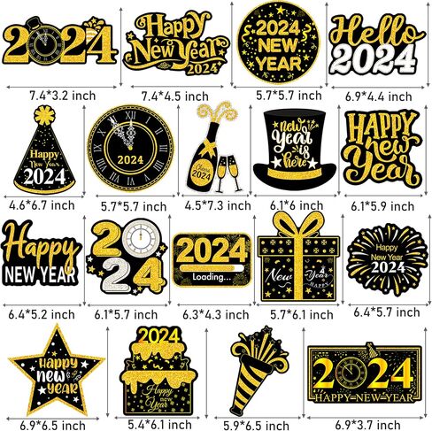 20Pcs Happy New Years Hanging Swirl Decorations 2023 Happy New Year Decorations 2023 New Years Eve Party Supplies 2023 Black and Gold New Years Foil Ceiling Decorations for Home 2023 New Years Party in Saudi Arabia