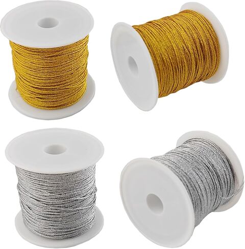 GXXMEI 4 Rolls 1 mm Metallic Cord Tinsel String Craft Making Cord, 87.5Yards in Saudi Arabia