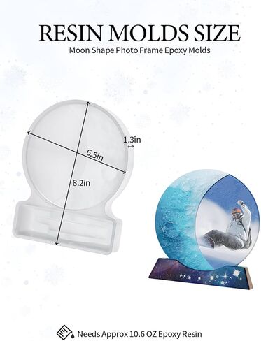 قوالب راتنج من السيليكون بتصميم كلمة مرور جميلة، قوالب ايبوكسي لاطار الصور على شكل قمر، قالب ثنائي الاستخدام لراتنج الايبوكسي، ديكور منزلي ذاتي الصنع وديكور طاولة in Kuwait