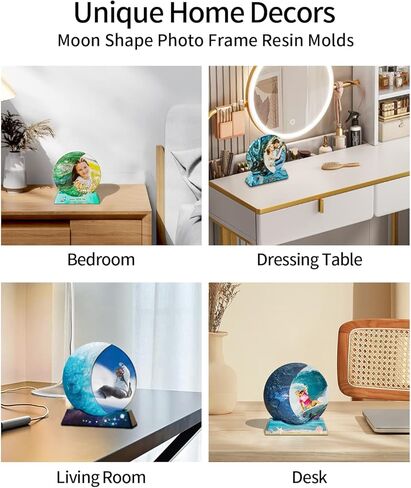 قوالب راتنج من السيليكون بتصميم كلمة مرور جميلة، قوالب ايبوكسي لاطار الصور على شكل قمر، قالب ثنائي الاستخدام لراتنج الايبوكسي، ديكور منزلي ذاتي الصنع وديكور طاولة in Kuwait