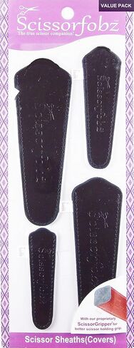 Scissors sheaths by SCISSORFOBZ with ScissorGripper -VALUE PACK-4 sizes- Designer Scissor Covers Holders for embroidery sewing quilting - Quilters sewers gift - Shiny Patent Brown. S-09 in Kuwait