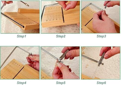 اداة تقطيع صابون من خشب الخيزران قابلة للتعديل لتقطيع الصابون والكيك والشموع والشوكولاتة والطعام والصابون in Kuwait