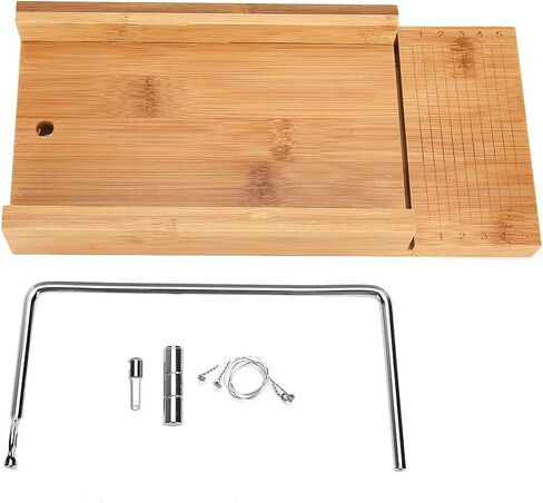 اداة تقطيع صابون من خشب الخيزران قابلة للتعديل لتقطيع الصابون والكيك والشموع والشوكولاتة والطعام والصابون in Kuwait