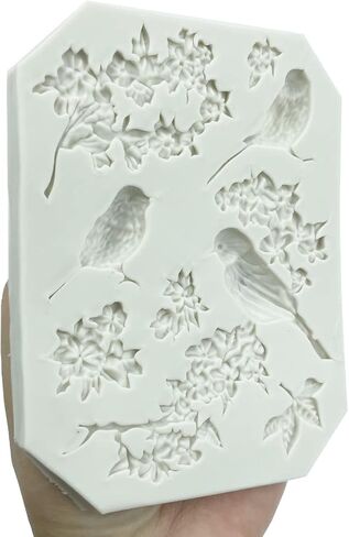 3D Birds Blossoms Silicone Fondant Mold, Animal Bird Plum Flower for Making Chocolate Fondant Jelly Polymer Clay Soap Crafting DIY Projects Cake Decoration Baking Tools in Kuwait