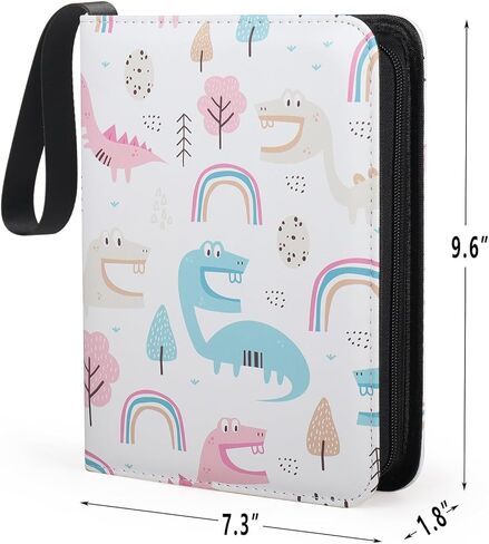 4 مجلدات لبطاقات التداول للجيب تتسع لـ 400 بطاقة، نمط ديناصور رايبو in Kuwait