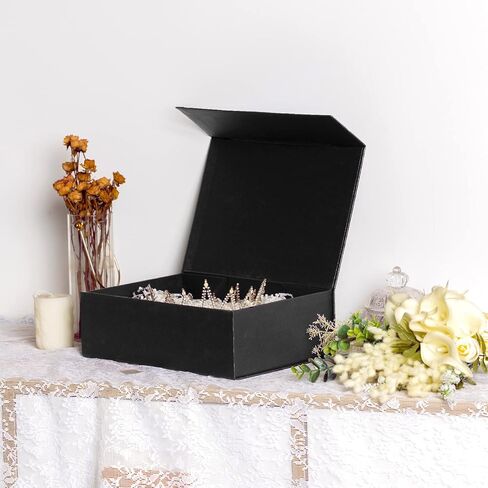 صندوق هدايا كبير مقاس 12.9 بوصة مع غطاء مغناطيسي لعيد الأم، وهدايا عيد الميلاد (كبير جدًا، أسود) in Kuwait