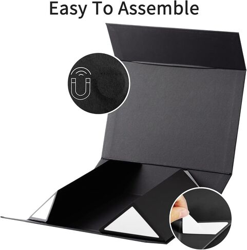 صندوق هدايا كبير مقاس 12.9 بوصة مع غطاء مغناطيسي لعيد الأم، وهدايا عيد الميلاد (كبير جدًا، أسود) in Kuwait