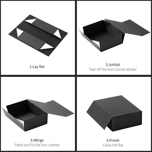 صندوق هدايا كبير مقاس 12.9 بوصة مع غطاء مغناطيسي لعيد الأم، وهدايا عيد الميلاد (كبير جدًا، أسود) in Kuwait