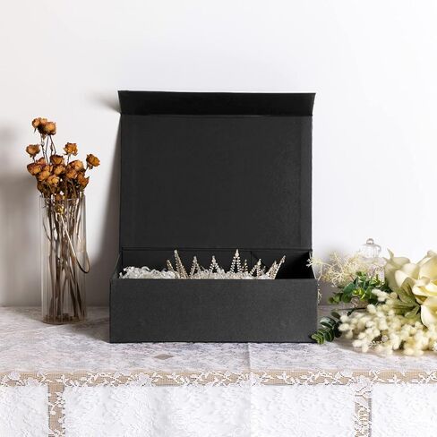 صندوق هدايا كبير مقاس 12.9 بوصة مع غطاء مغناطيسي لعيد الأم، وهدايا عيد الميلاد (كبير جدًا، أسود) in Kuwait