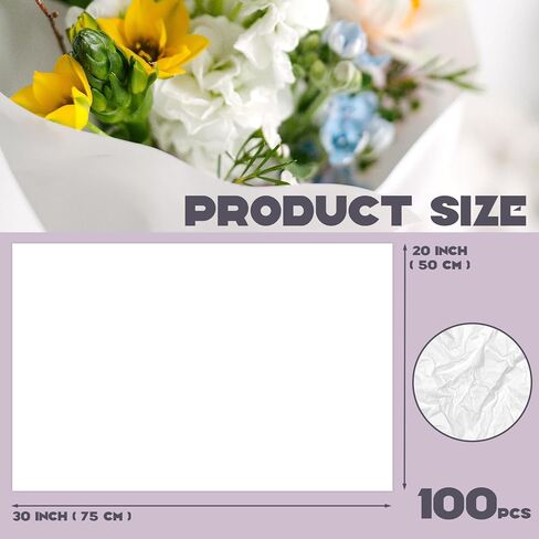 Fansunta 100 ورقة مقاس 20 بوصة × 30 بوصة مناديل أرشيفية خالية من الأحماض، ورق خالٍ من الأحماض لتخزين الملابس، بدون ورق حمضي لبطانة الهدايا، بدون ورق مناديل اللجنين للتخزين والحفظ (أبيض) in Kuwait