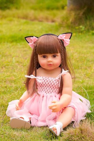 MNMJ Lifelike Reborn Baby Dolls - 22-inch Soft Body Realistic Newborn Baby Dolls Silicone Full Body Real Life Baby Dolls with Feeding Kit Toys Accessories for Ages 3+ Year Old Girls or Collection in Saudi Arabia