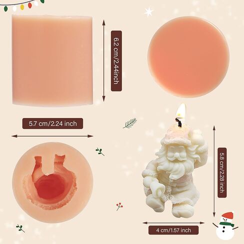 ووبودي قوالب شمع سيليكون بتصميم سانتا كلوز ثلاثي الابعاد لعيد الميلاد بتصميم سانتا كلوز، قالب صابون مصنوع يدويا من الايبوكسي والراتنج لصنع شمع العسل واللوشن والتلوين والجص والعلاج العطري وتزيين الكيك in Kuwait