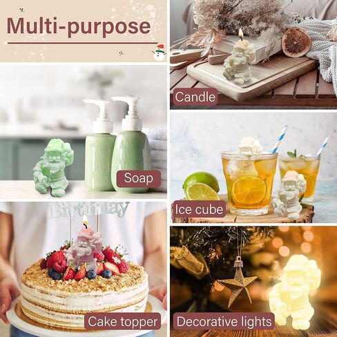 ووبودي قوالب شمع سيليكون بتصميم سانتا كلوز ثلاثي الابعاد لعيد الميلاد بتصميم سانتا كلوز، قالب صابون مصنوع يدويا من الايبوكسي والراتنج لصنع شمع العسل واللوشن والتلوين والجص والعلاج العطري وتزيين الكيك in Kuwait