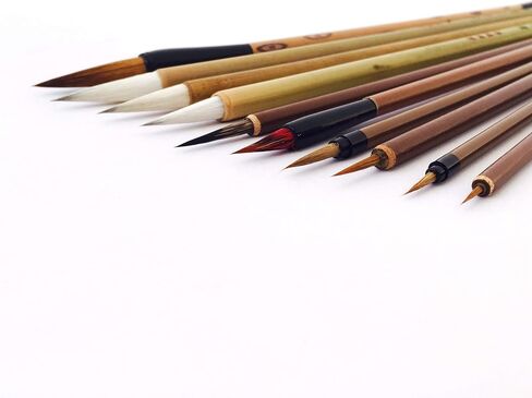 Chinese Brush, Writing Brush for Professional Calligraphy Kanji Japanese Sumi-e Drawing (10-Pieces Set) in Saudi Arabia