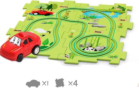 HYOIIO DIY تجميع العربة الكهربائية، ترقية مجموعة ألعاب لغز الأطفال الصغار مع المركبات، ألعاب بناء سيارات السكك الحديدية DIY ألعاب مونتيسوري التعليمية أو الأطفال (5 قطع، أرض) in Kuwait