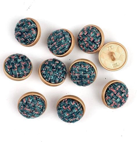 Heyiwell 10 قطع من قماش التويد المنقوش المغطى بأزرار دائرية معدنية ذهبية لخياطة الملابس والمعاطف والسترات الجينز وترتدي الديكور 23 مم، رمادي in Kuwait