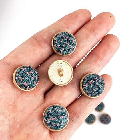 Heyiwell 10 قطع من قماش التويد المنقوش المغطى بأزرار دائرية معدنية ذهبية لخياطة الملابس والمعاطف والسترات الجينز وترتدي الديكور 23 مم، رمادي in Kuwait