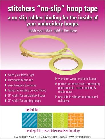 Edmunds EHT-1 Stitchers No-Slip Hoop Tape Yellow, 1/4-inch by 3-yard in Saudi Arabia