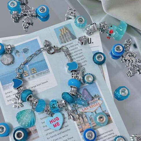 مجموعة صناعة الأساور الساحرة من أثينا إليمنتس، مجموعة صنع المجوهرات DIY للفتيات، 67 قطعة من سحر الأساور لصنع الأساور والفنون والحرف اليدوية للفتيات من سن 7 إلى 12 عامًا مع صندوق مجوهرات (وردي) in Kuwait