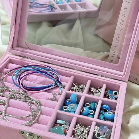 مجموعة صناعة الأساور الساحرة من أثينا إليمنتس، مجموعة صنع المجوهرات DIY للفتيات، 67 قطعة من سحر الأساور لصنع الأساور والفنون والحرف اليدوية للفتيات من سن 7 إلى 12 عامًا مع صندوق مجوهرات (وردي) in Kuwait