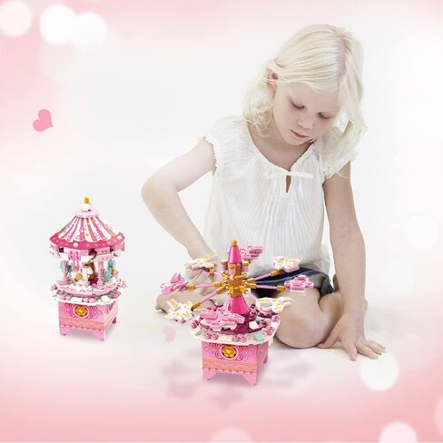 ألعاب بناء صندوق الموسيقى QMAN للفتيات والفتيان 6 7 8 9 10 11 12+ سنة 3 في 1 مجموعة بناء مكعبات بناء STEM لعبة هدايا مثالية للأطفال من سن 8 إلى 12 عامًا تدور مع الموسيقى in Kuwait