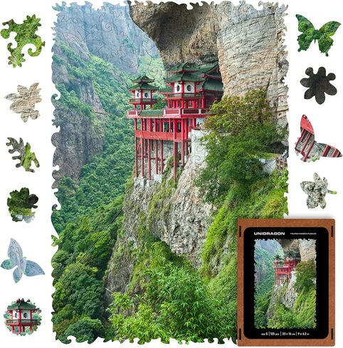 UNIDRAGON Original Wooden Jigsaw Puzzles - City Evening Amsterdam, 125 pcs, Small 9"x6.2", Beautiful Gift Package, Unique Shape Best Gift for Adults and Kids in Saudi Arabia