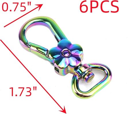 HNGSON Rainbow Swivel Clasps Keychain Ring Hooks Jewelry Lanyard Snap Hook Zinc Alloy Lobster Claw Clasps Decorative Bag Purse Hardware 6PCS in Kuwait