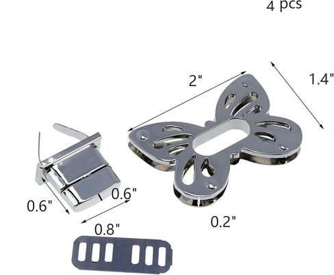 Wealrit 4 Pack Purse Turn Lock with 1 pcs 1.7" Blade Length PH0 Screwdriver Butterfly Shape Twist Turn Lock Clasp Purse Twist Turn Lock Twist Lock in Kuwait