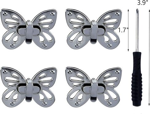 Wealrit 4 Pack Purse Turn Lock with 1 pcs 1.7" Blade Length PH0 Screwdriver Butterfly Shape Twist Turn Lock Clasp Purse Twist Turn Lock Twist Lock in Kuwait